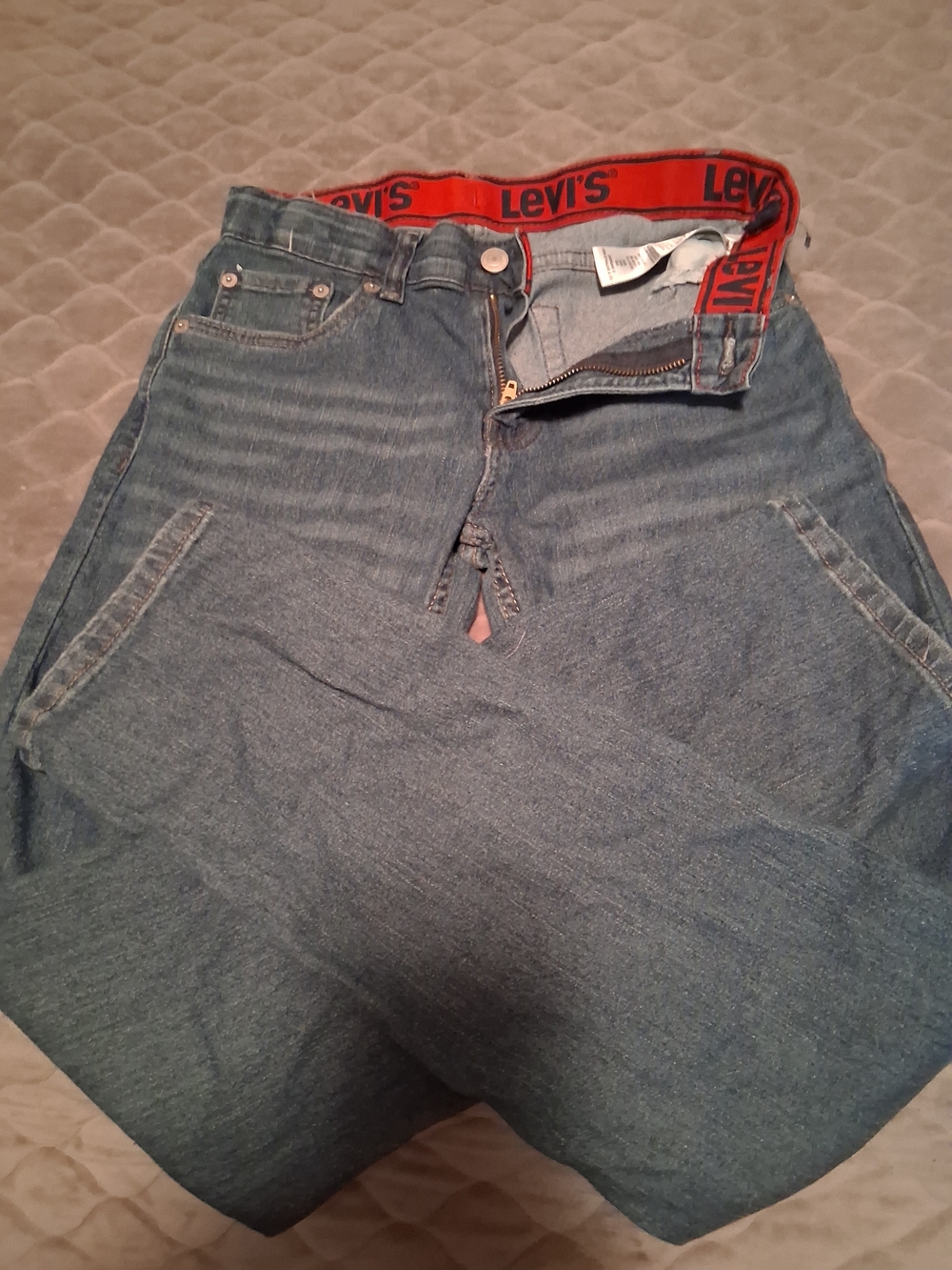 Levi's Blue Relaxed Denim Jeans with Red Branded Waistband